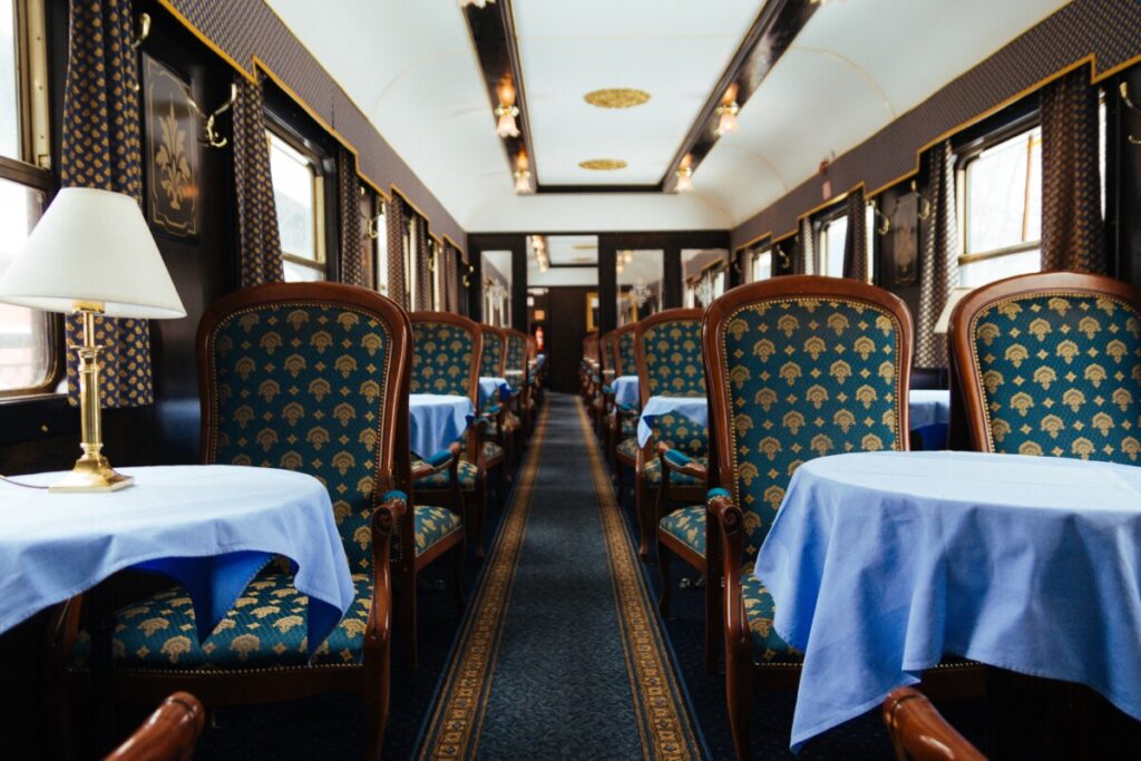 luxury restaurant in a train